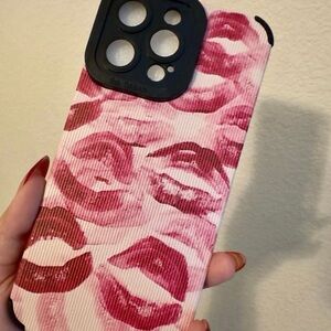 Stylish Red Lip Print Phone Case